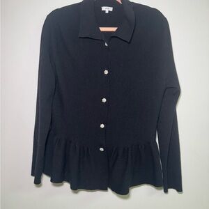 Elegant Black Button-Up Women's Cardigan